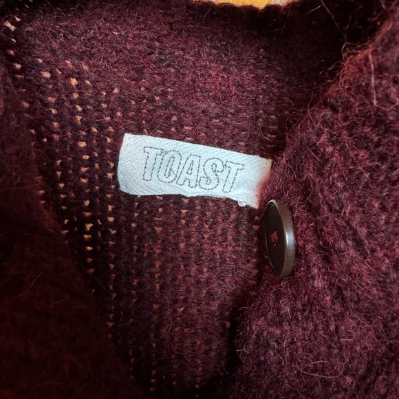 TOAST Burgundy Wool Knit Button-Front Sweater • Cozy Cardigan • Size M - Picture 13 of 16